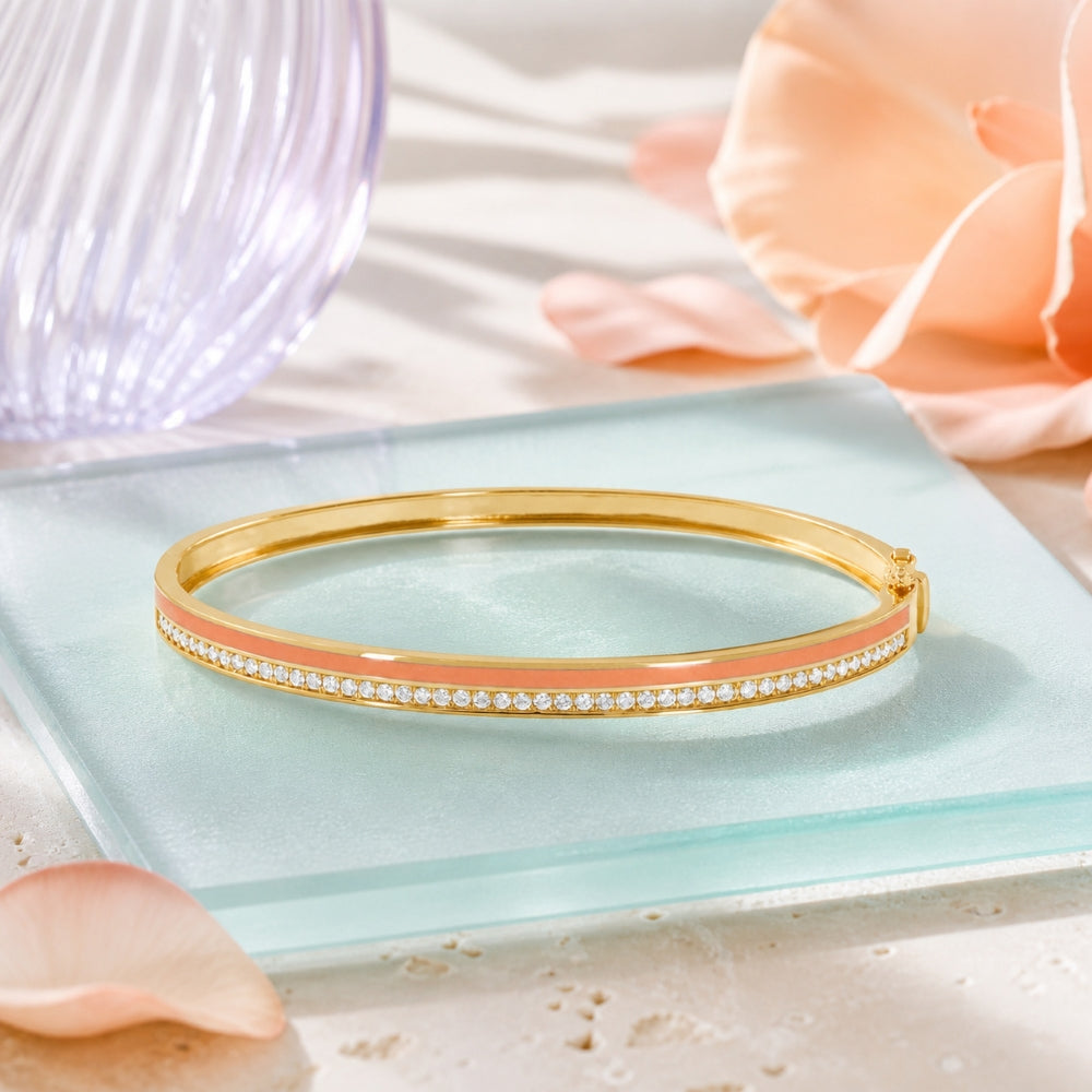 B1161 - 14K Yellow Gold Enamel Bangle