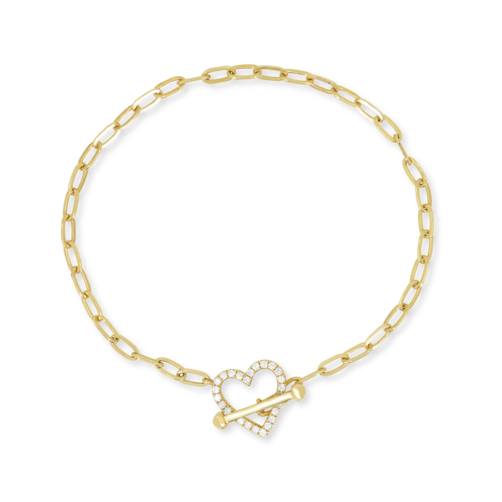 Beautiful Hand Crafted 14K Yellow Gold White Diamond Milano Collection Bracelet