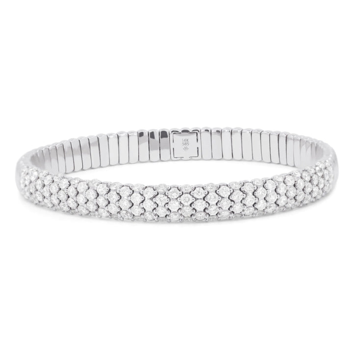 Beautiful Hand Crafted 14K White Gold White Diamond Milano Collection Bracelet