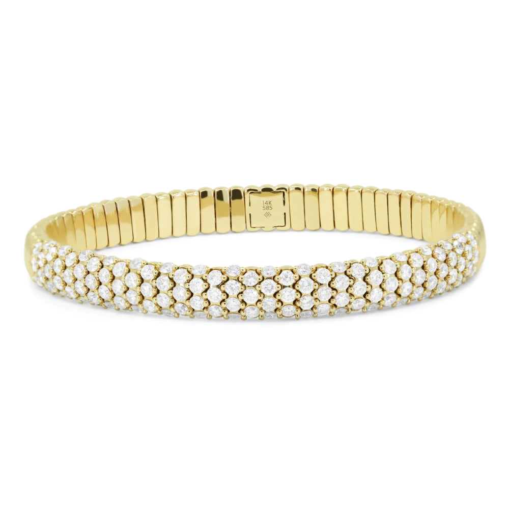 Beautiful Hand Crafted 14K Yellow Gold White Diamond Milano Collection Bracelet