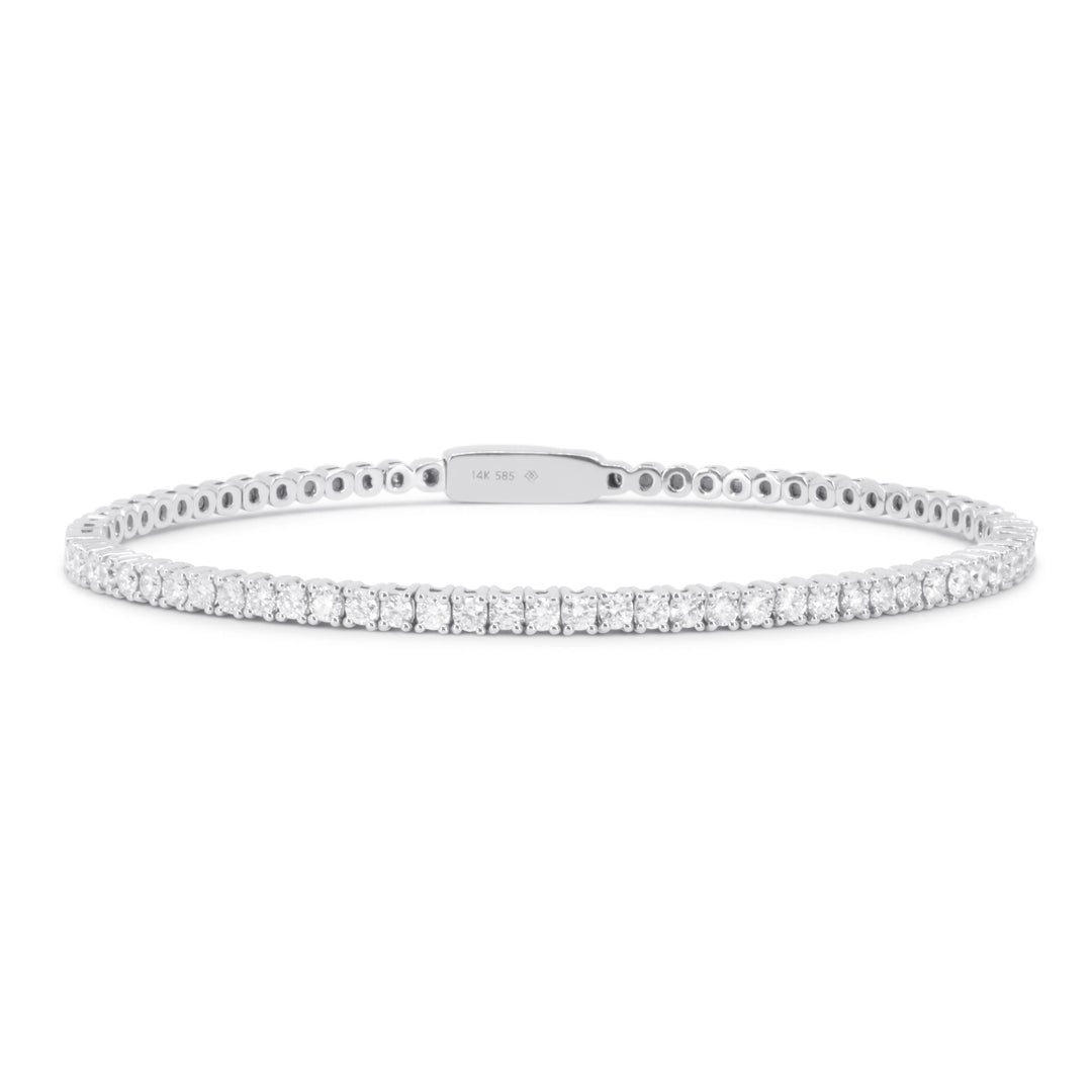 Beautiful Hand Crafted 14K White Gold White Diamond Arianna Collection Bangle