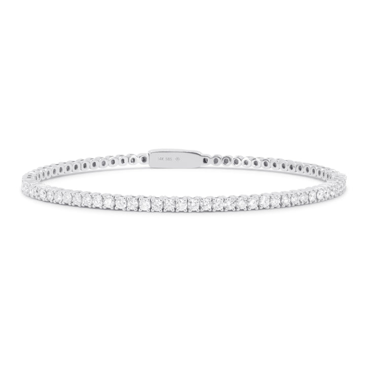 Beautiful Hand Crafted 14K White Gold White Diamond Arianna Collection Bangle