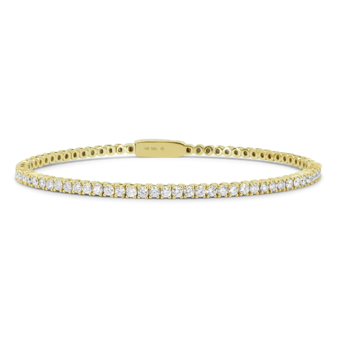 Beautiful Hand Crafted 14K Yellow Gold White Diamond Milano Collection Bangle