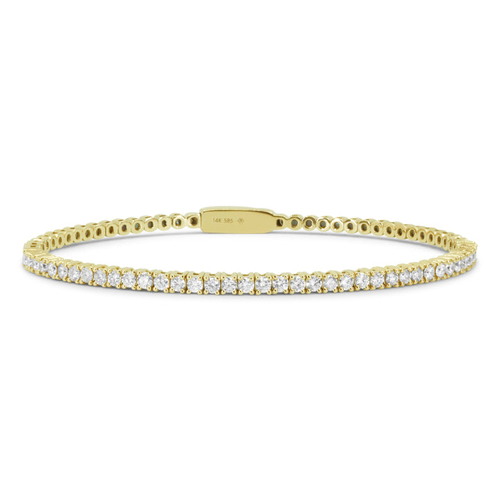 Beautiful Hand Crafted 14K Yellow Gold White Diamond Milano Collection Bangle