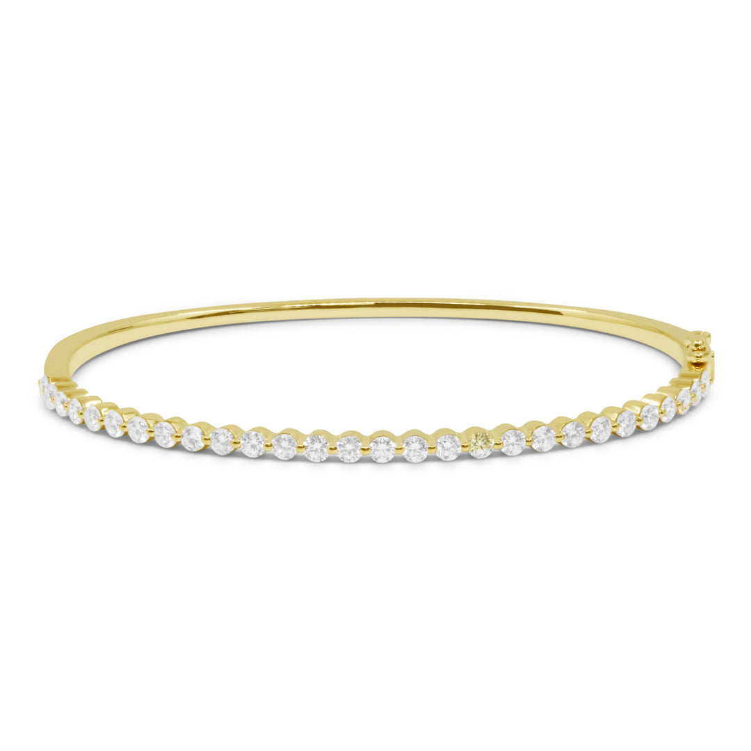 Beautiful Hand Crafted 14K Yellow Gold White Diamond Milano Collection Bangle