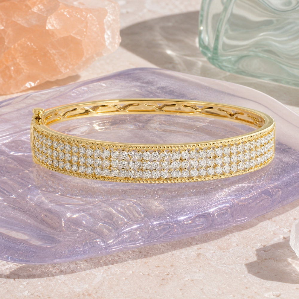 B1192 - 14K Yellow Gold Diamond Cocktail Bangle