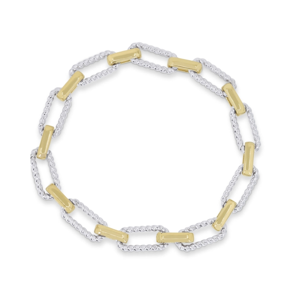 Beautiful Hand Crafted 14K Two Tone Gold White Diamond Milano Collection Bracelet