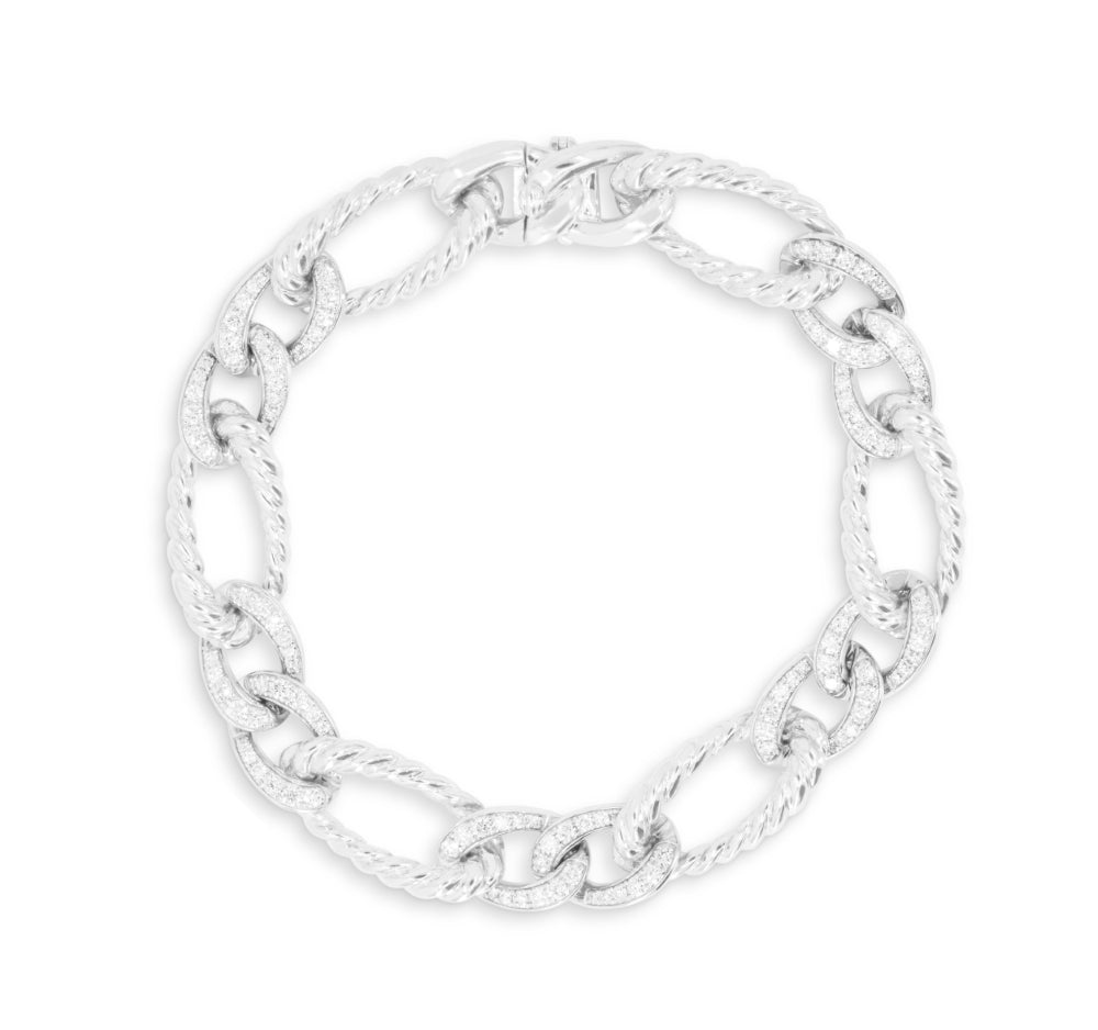 Beautiful Hand Crafted 14K White Gold White Diamond Milano Collection Bracelet