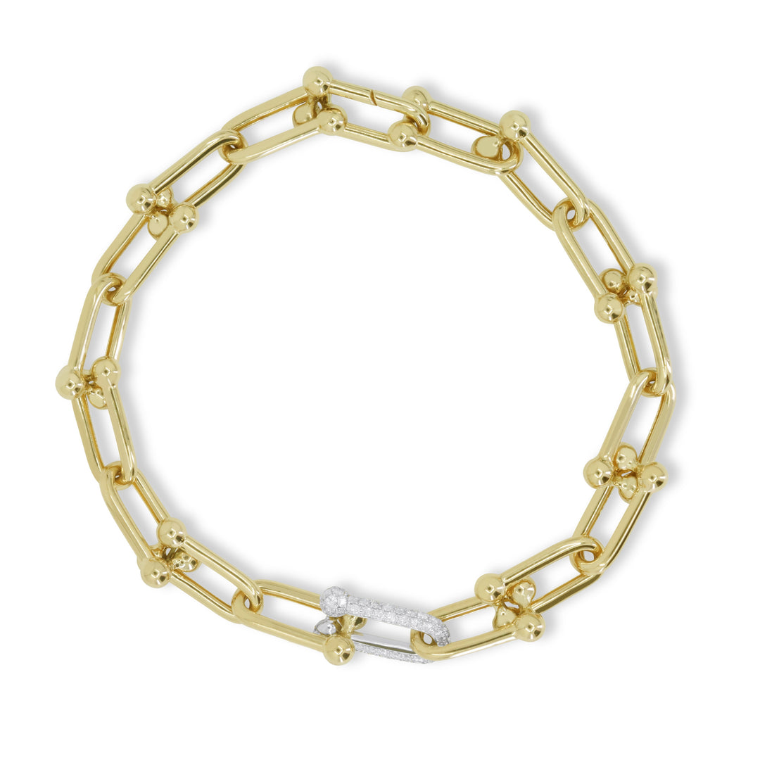 Beautiful Hand Crafted 14K Two Tone Gold White Diamond Milano Collection Bracelet