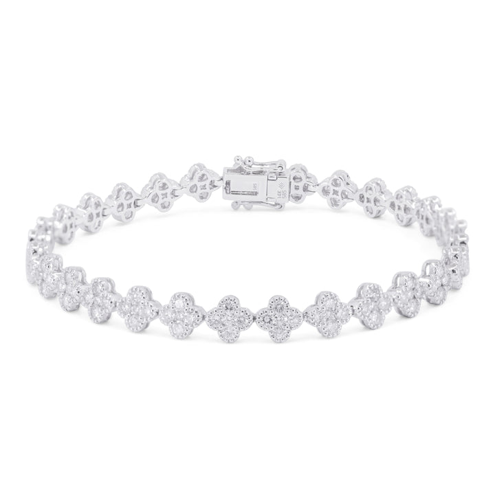 Beautiful Hand Crafted 14K White Gold White Diamond Milano Collection Bracelet