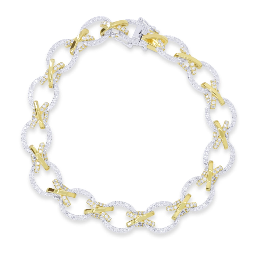 B1218 White And Yellow Gold White Diamond Bracelet Milano Collection 2023 Paperclip Design UPDATED-21-Apr-2026 wholesale-only B1218WY