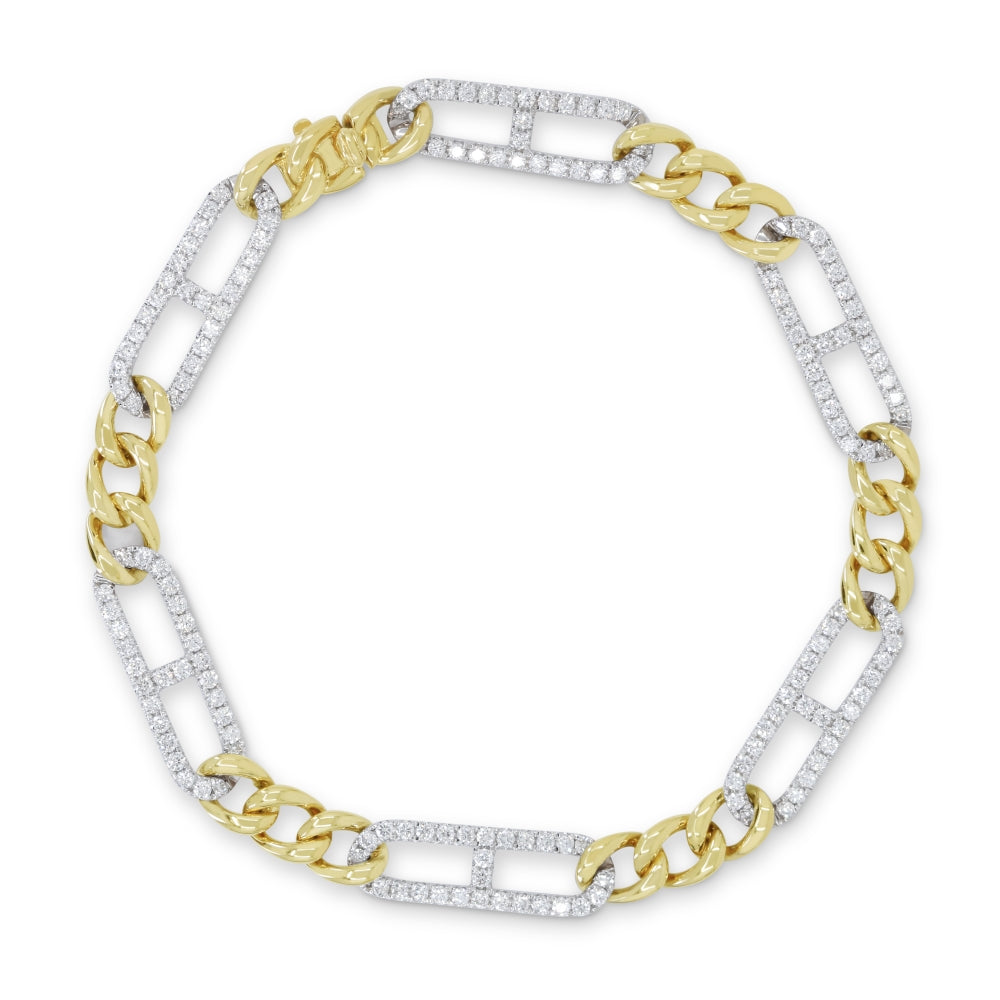 B1220 White And Yellow Gold White Diamond Bracelet Milano Collection 2023 Paperclip Design retail-facing UPDATED-21-Apr-2026 B1220WY