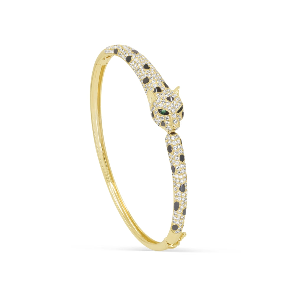 Madison L 14K Yellow Gold Emerald Bangle - style B1224EMY - view 2