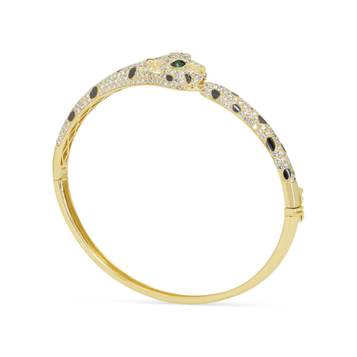 Madison L 14K Yellow Gold Emerald Bangle - style B1224EMY - view 3