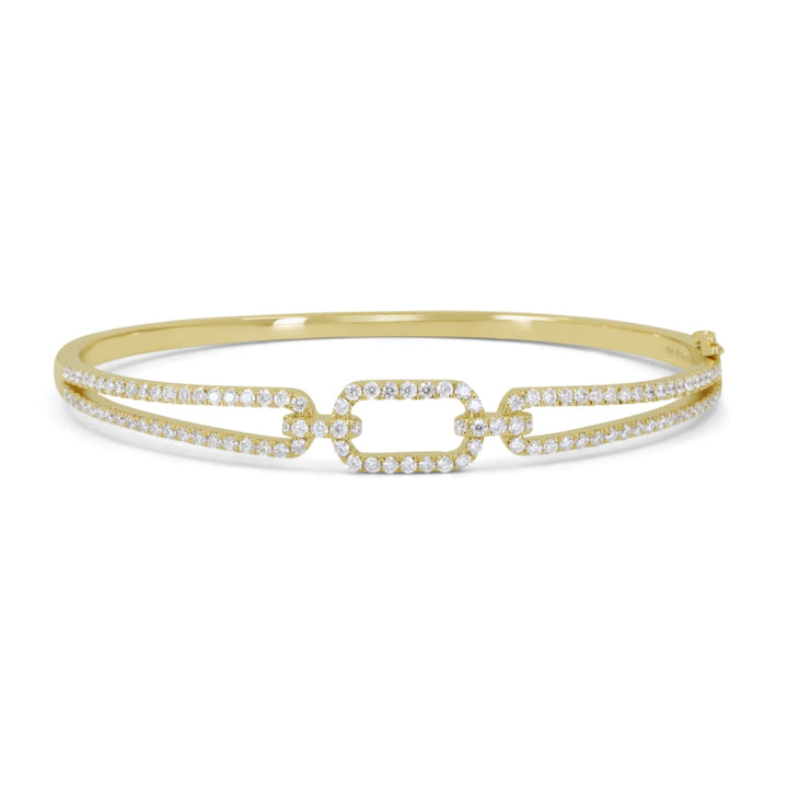 Beautiful Hand Crafted 14K Yellow Gold White Diamond Milano Collection Bangle