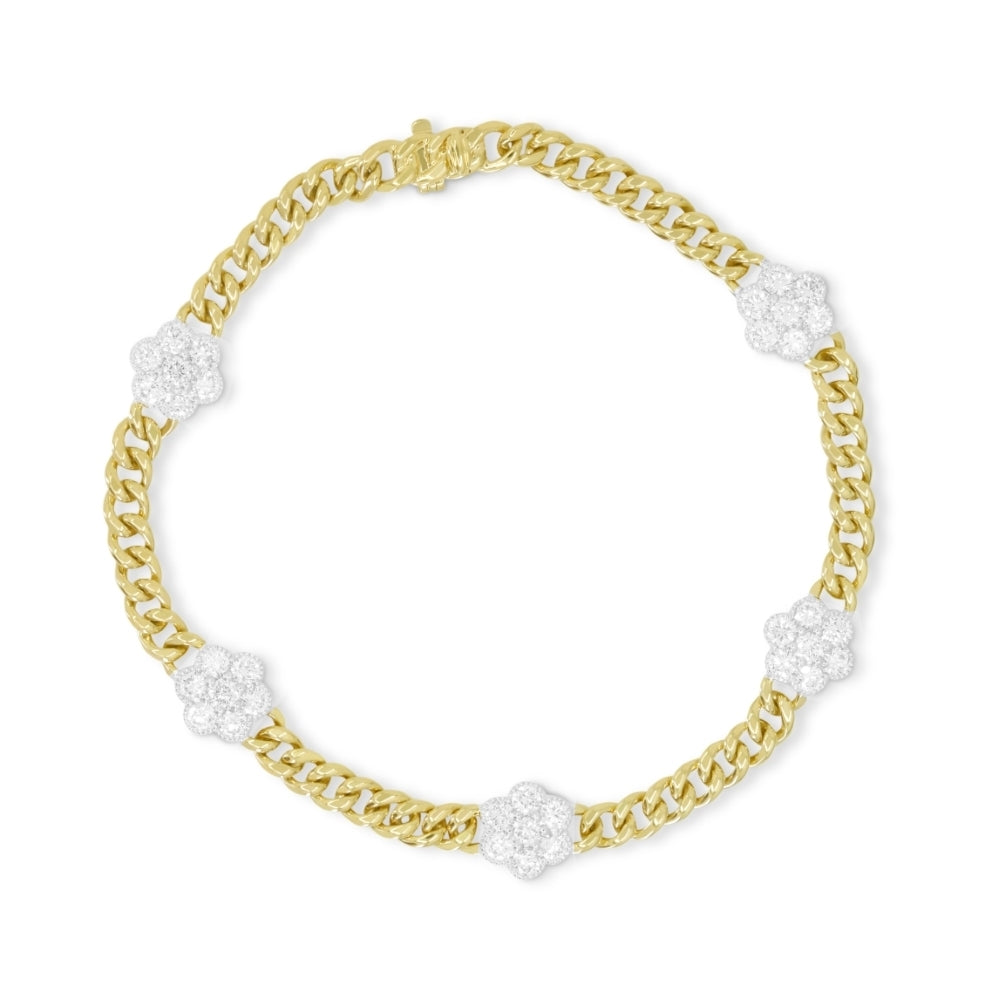 Beautiful Hand Crafted 14K Two Tone Gold White Diamond Milano Collection Bracelet