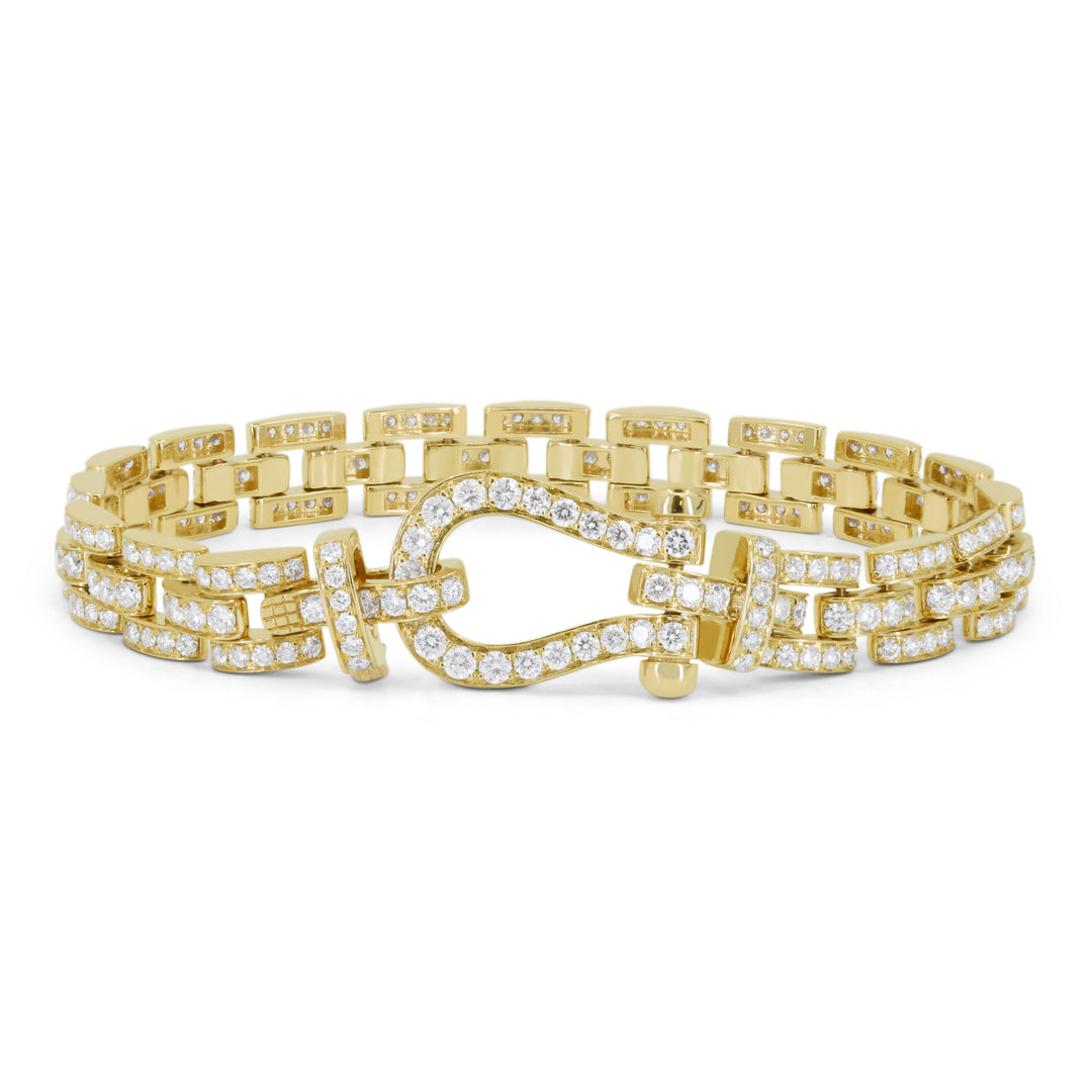 Beautiful Hand Crafted 14K Yellow Gold White Diamond Milano Collection Bracelet