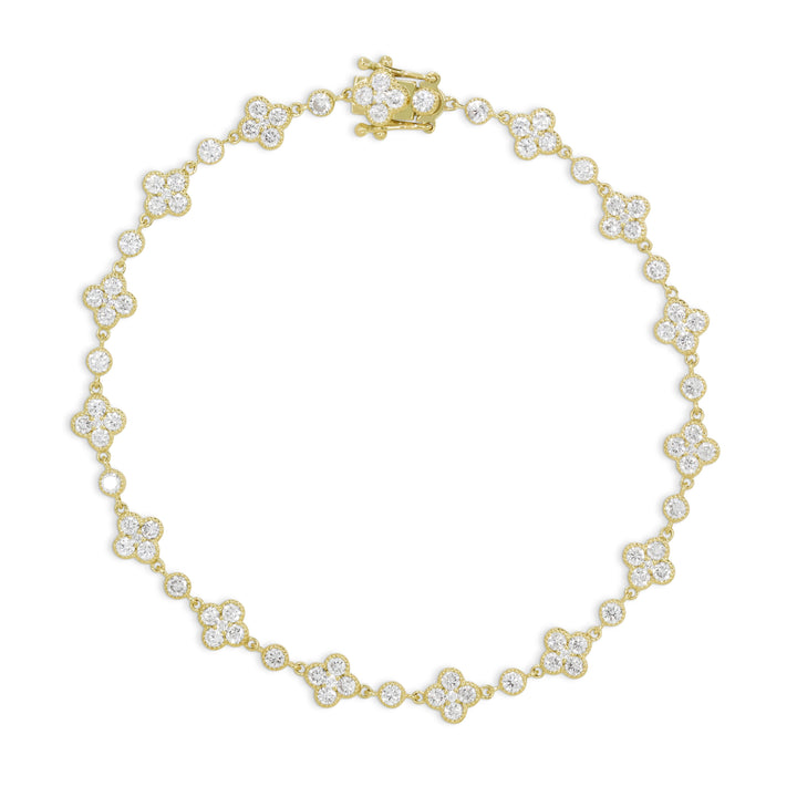 Beautiful Hand Crafted 14K Yellow Gold White Diamond Milano Collection Bracelet