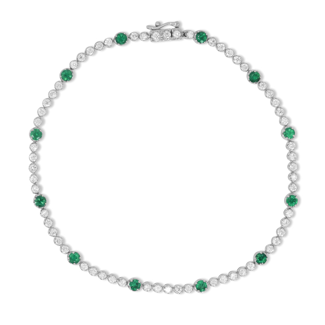 Beautiful Hand Crafted 14K White Gold  Emerald And Diamond Arianna Collection Bracelet
