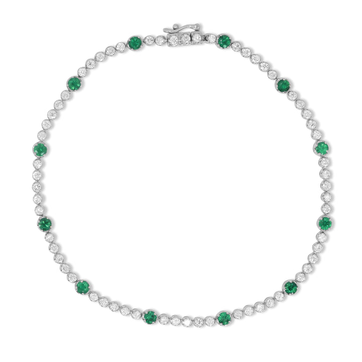 Beautiful Hand Crafted 14K White Gold  Emerald And Diamond Arianna Collection Bracelet