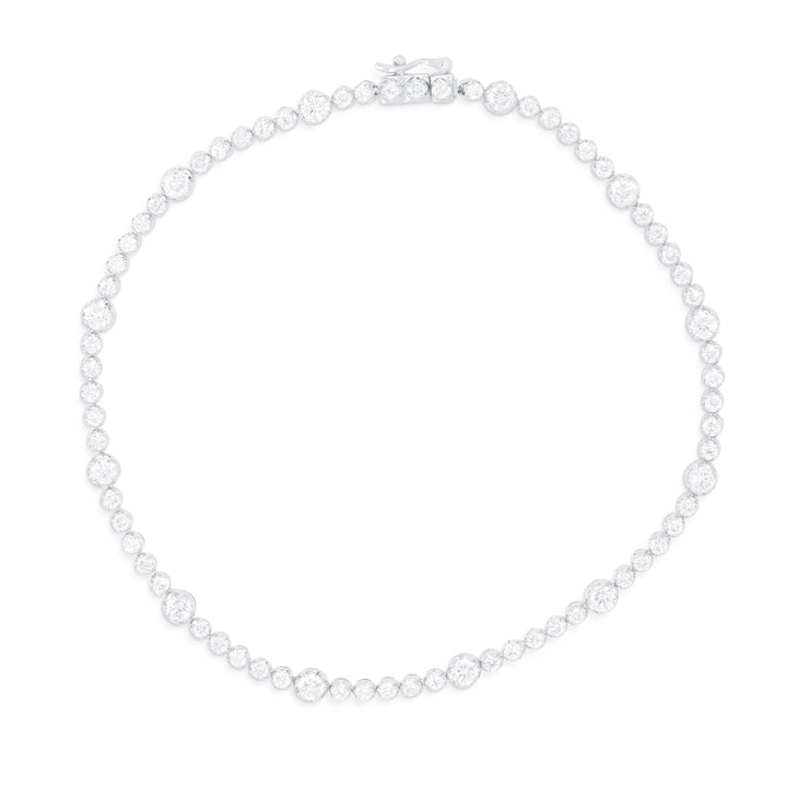 Beautiful Hand Crafted 14K White Gold White Diamond Milano Collection Bracelet