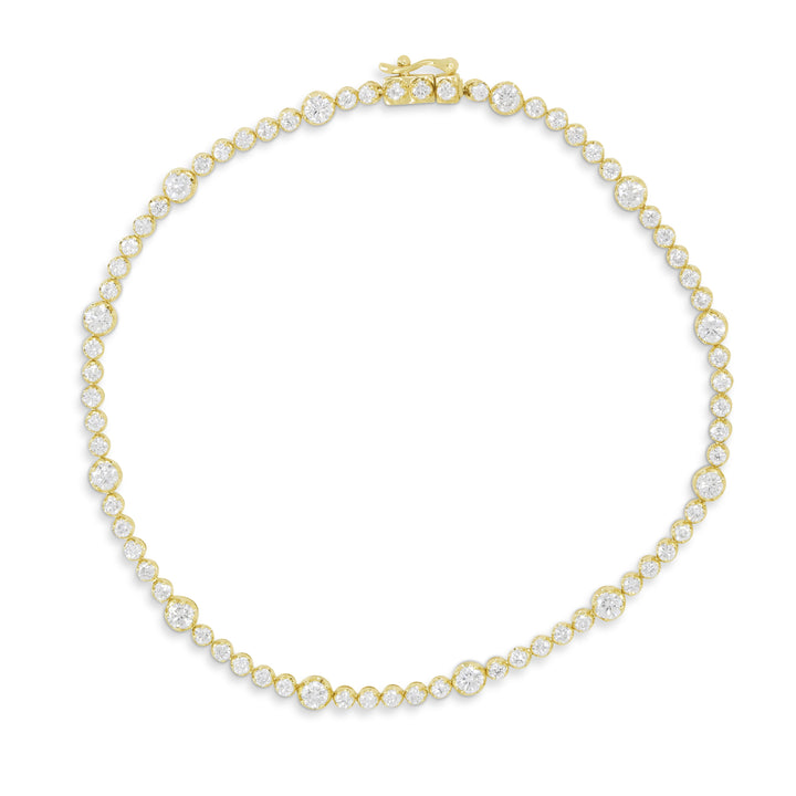 Beautiful Hand Crafted 14K Yellow Gold White Diamond Arianna Collection Bracelet