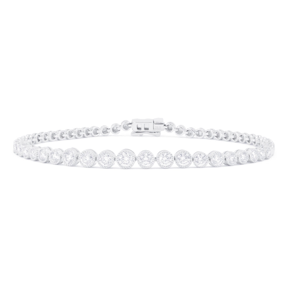 Beautiful Hand Crafted 14K White Gold White Diamond Milano Collection Bracelet