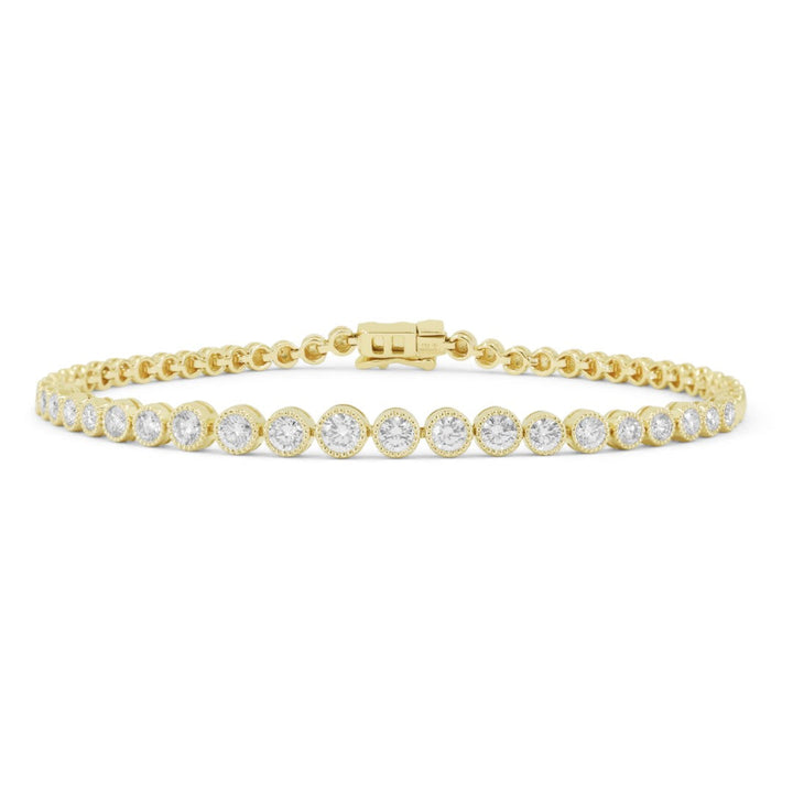 Beautiful Hand Crafted 14K Yellow Gold White Diamond Milano Collection Bracelet