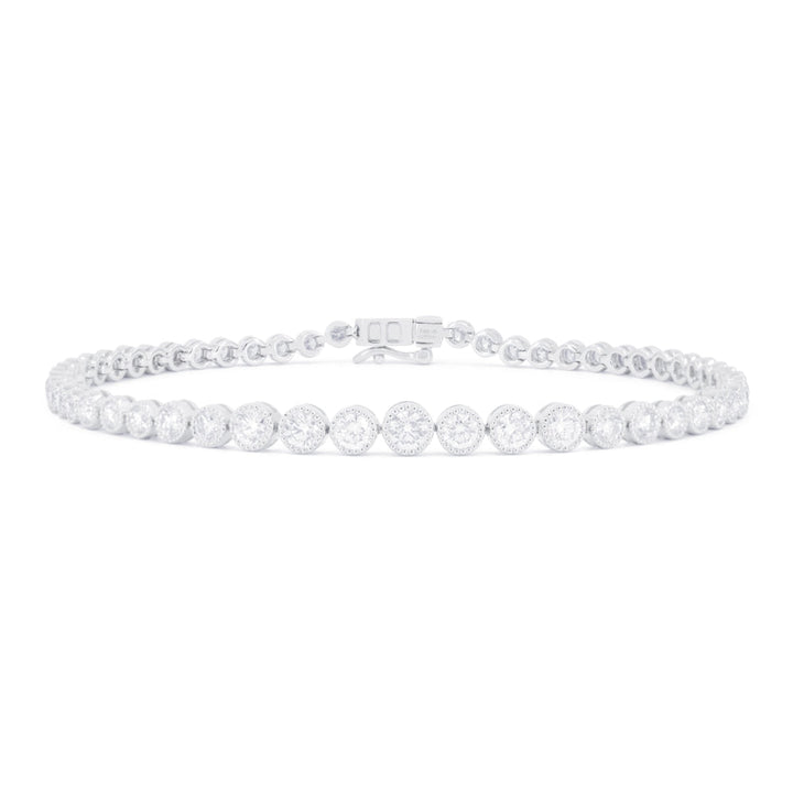 Beautiful Hand Crafted 14K White Gold White Diamond Milano Collection Bracelet