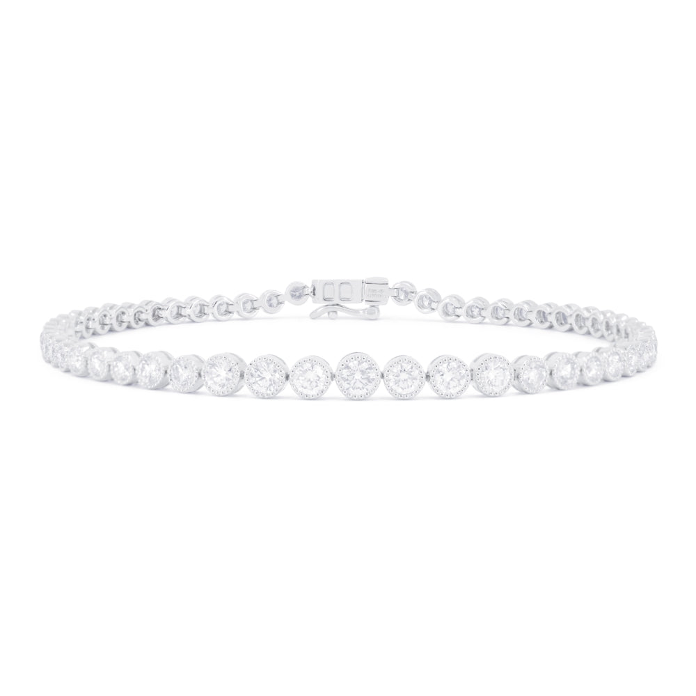 Beautiful Hand Crafted 14K White Gold White Diamond Milano Collection Bracelet