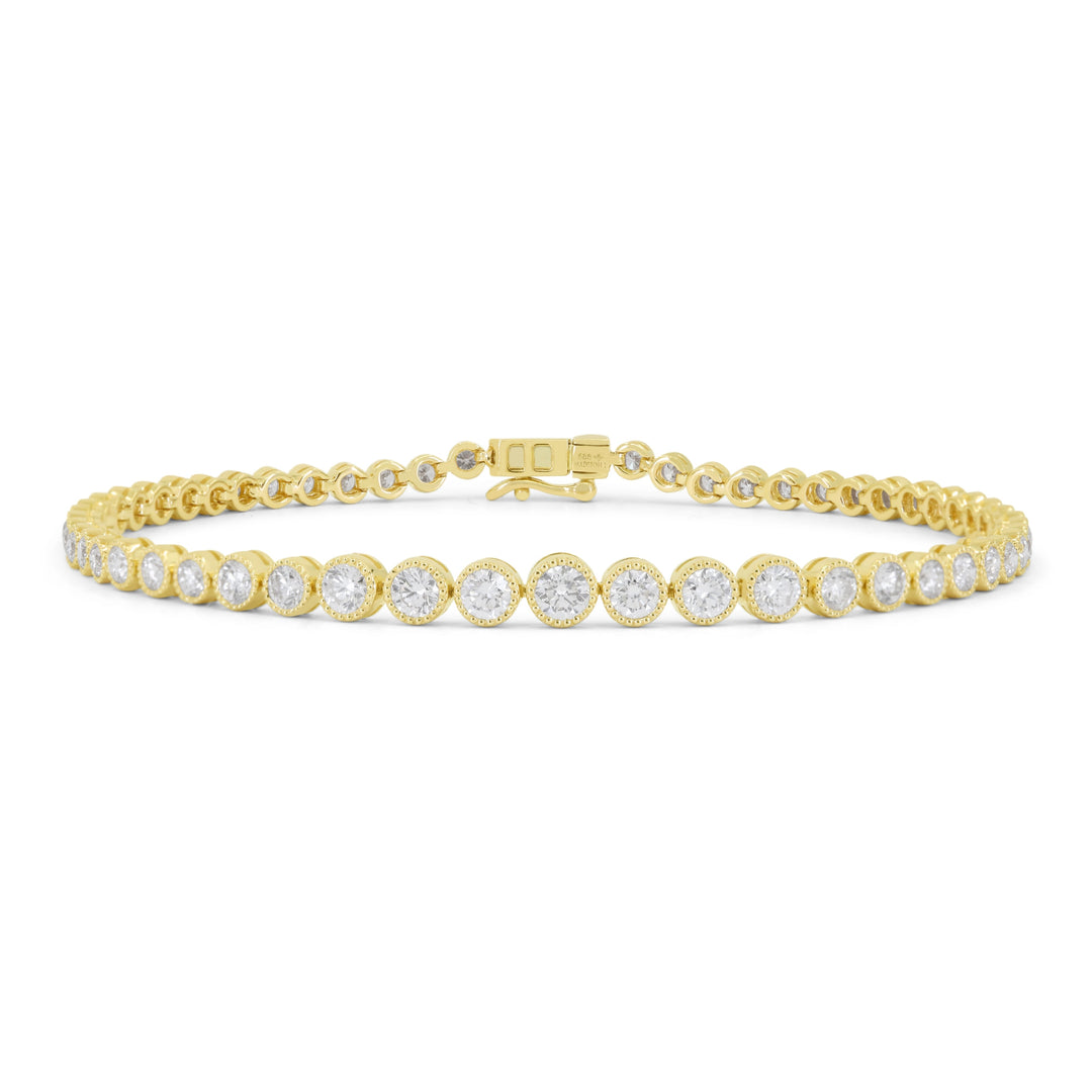 Beautiful Hand Crafted 14K Yellow Gold White Diamond Milano Collection Bracelet