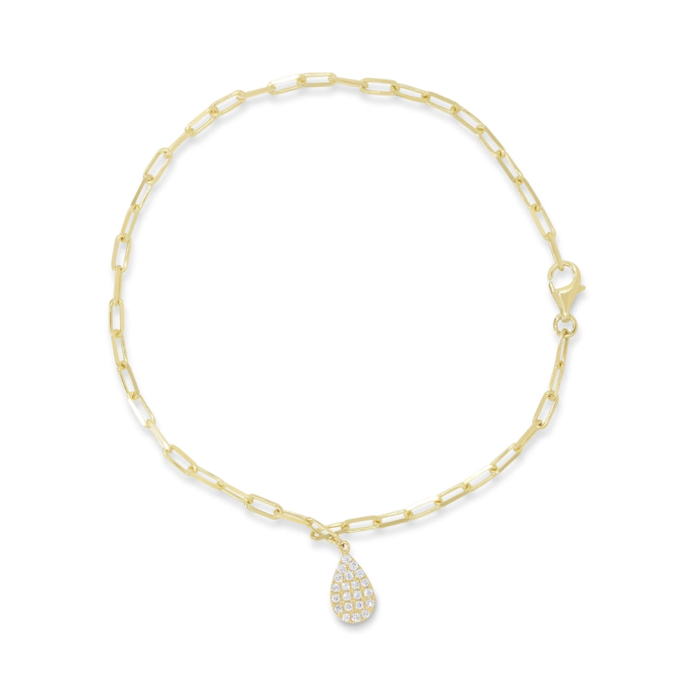 Beautiful Hand Crafted 14K Yellow Gold White Diamond Milano Collection Bracelet