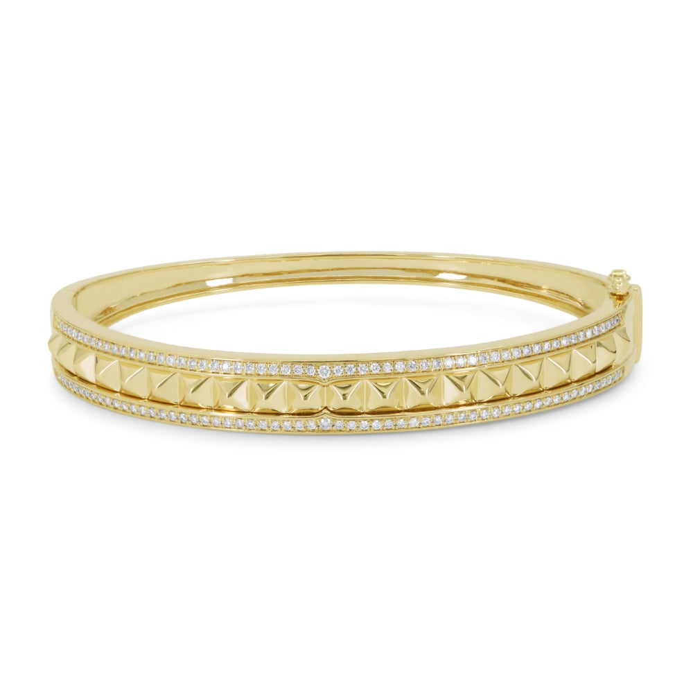 Beautiful Hand Crafted 14K Yellow Gold White Diamond Milano Collection Bracelet