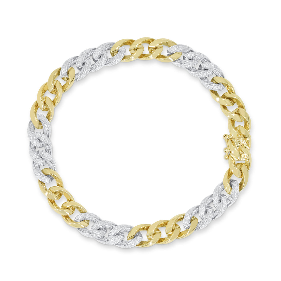 Beautiful Hand Crafted 14K Two Tone Gold White Diamond Milano Collection Bracelete