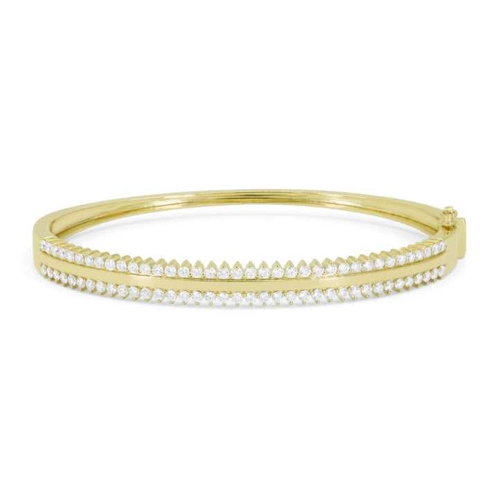 Beautiful Hand Crafted 14K Yellow Gold White Diamond Milano Collection Bangle