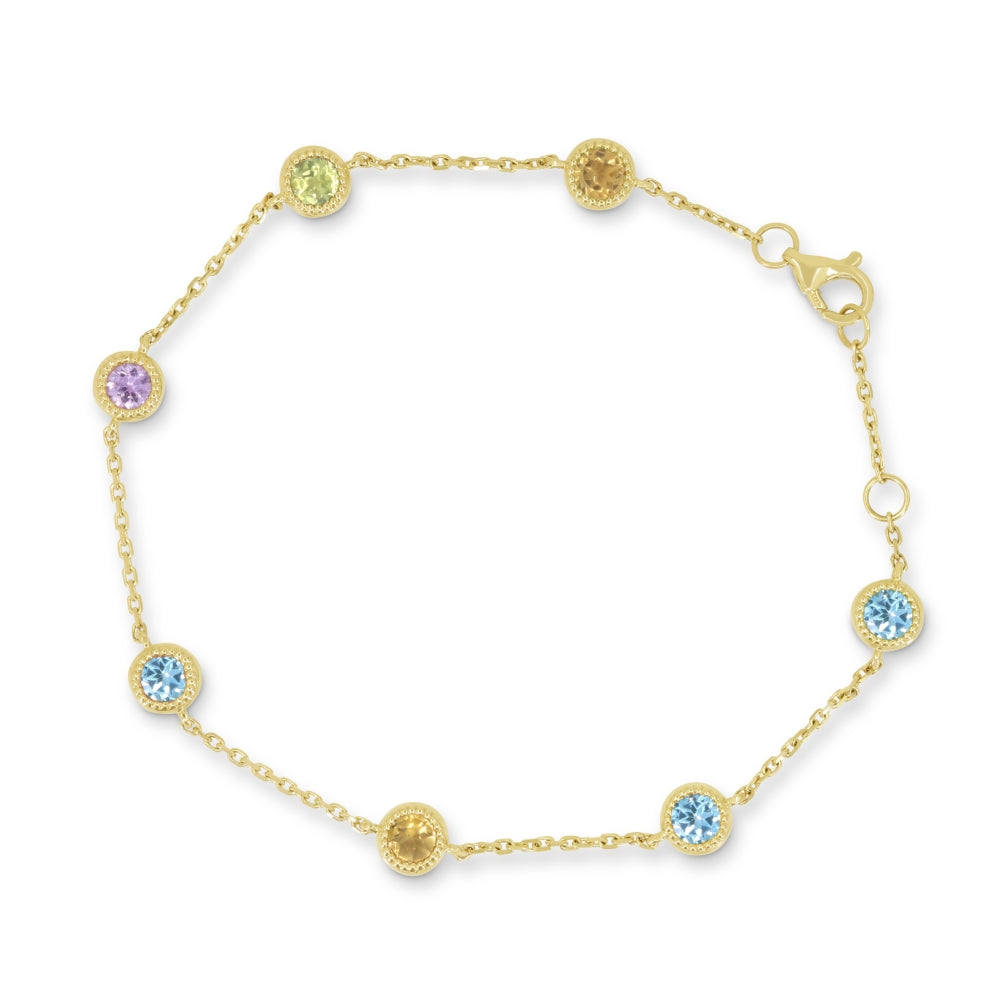 Beautiful Hand Crafted 14K Yellow Gold  Sapphire And Diamond Essentials Collection Bracelet