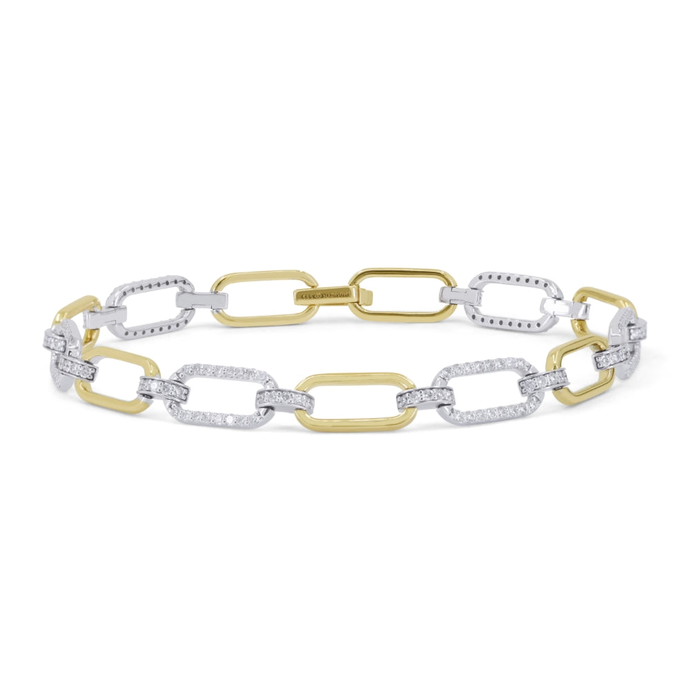 Beautiful Hand Crafted 14K Two Tone Gold White Diamond Milano Collection Bracelet