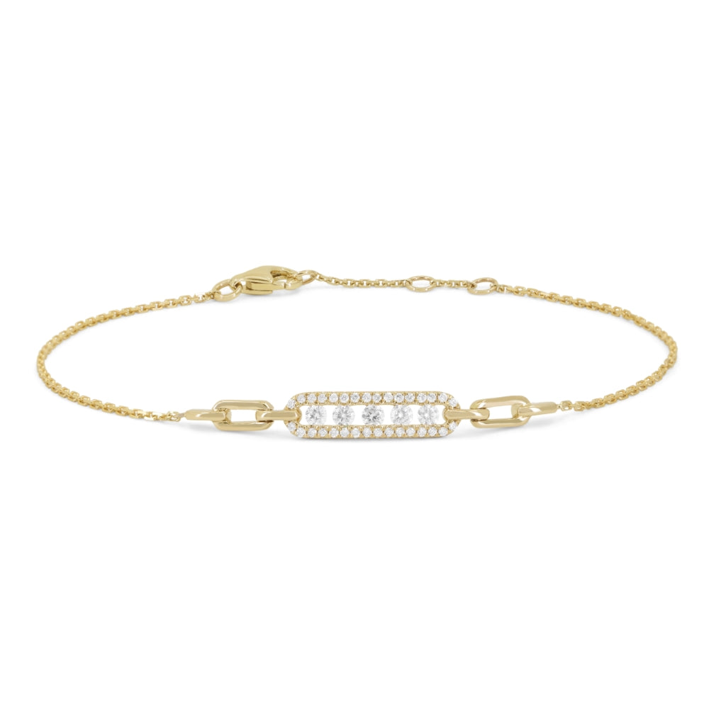 Beautiful Hand Crafted 14K Yellow Gold White Diamond Milano Collection Bracelet