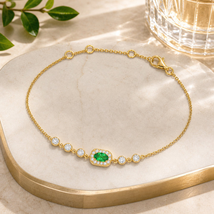 B1251 - 14K Yellow Gold Tsavorite Bracelet