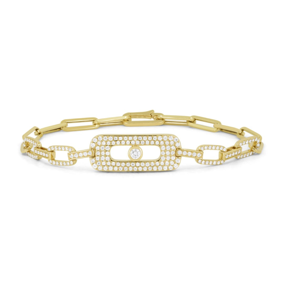 Beautiful Hand Crafted 14K Yellow Gold White Diamond Milano Collection Bracelet