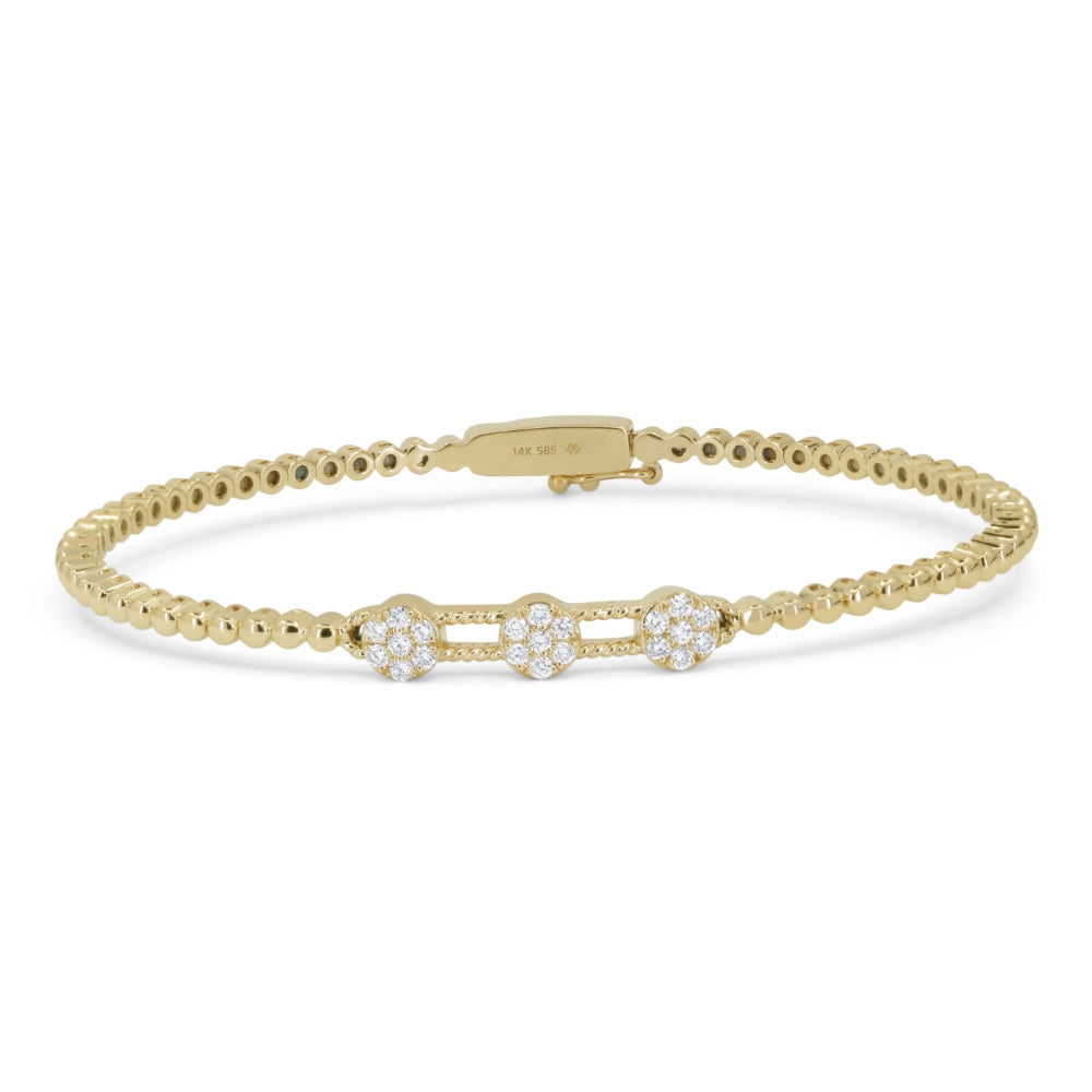 Beautiful Hand Crafted 14K Yellow Gold White Diamond Milano Collection Bracelet