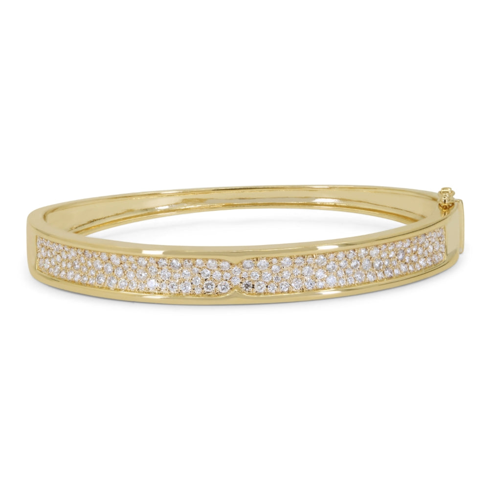 Beautiful Hand Crafted 14K Yellow Gold White Diamond Milano Collection Bangle