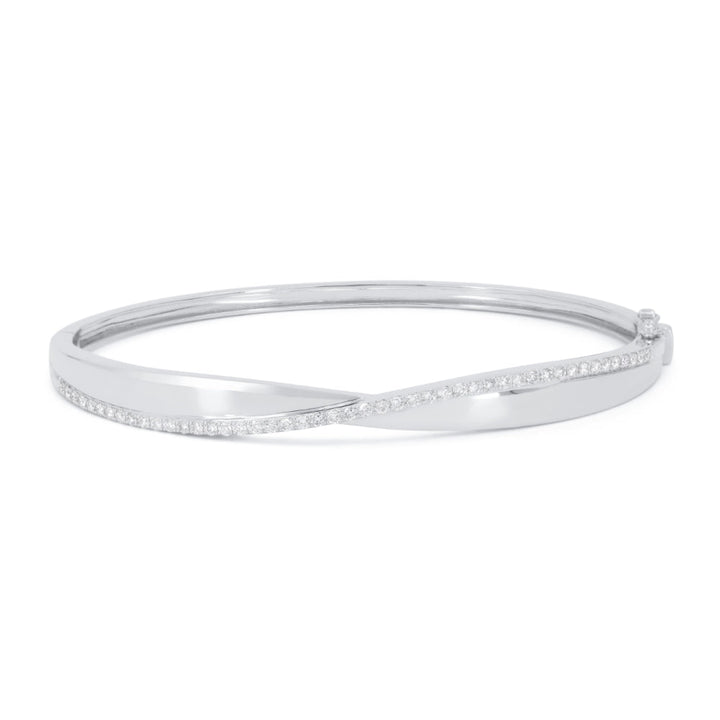 Beautiful Hand Crafted 14K White Gold White Diamond Milano Collection Bracelet
