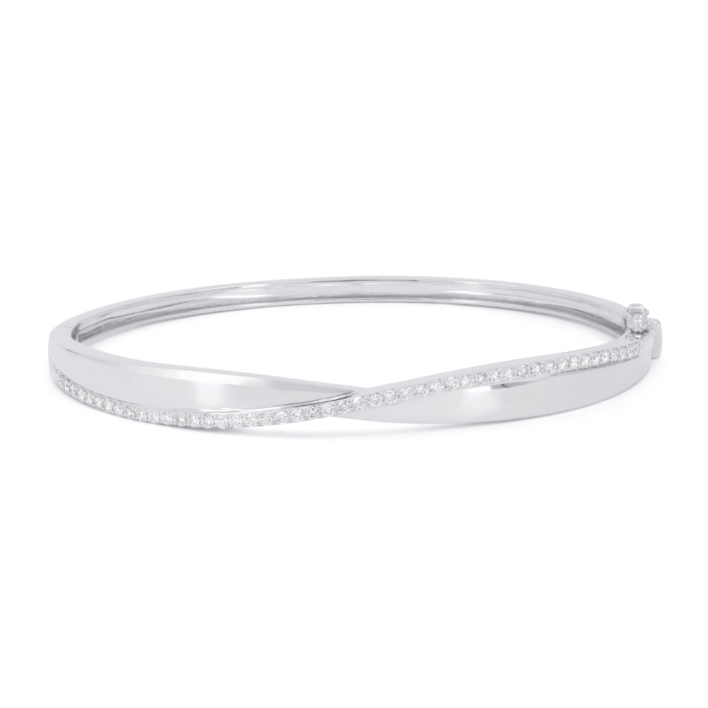 Beautiful Hand Crafted 14K White Gold White Diamond Milano Collection Bracelet