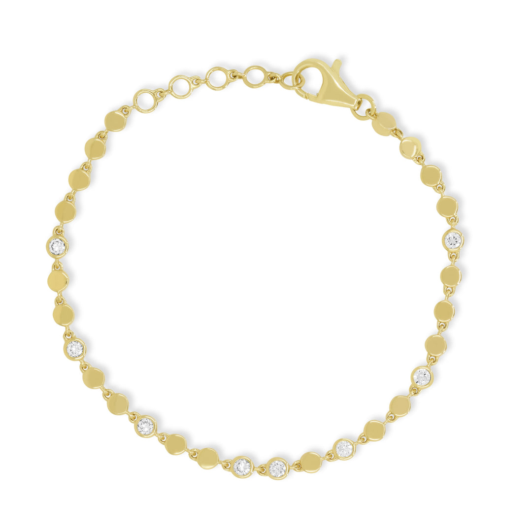 Beautiful Hand Crafted 14K Yellow Gold White Diamond Milano Collection Bracelet