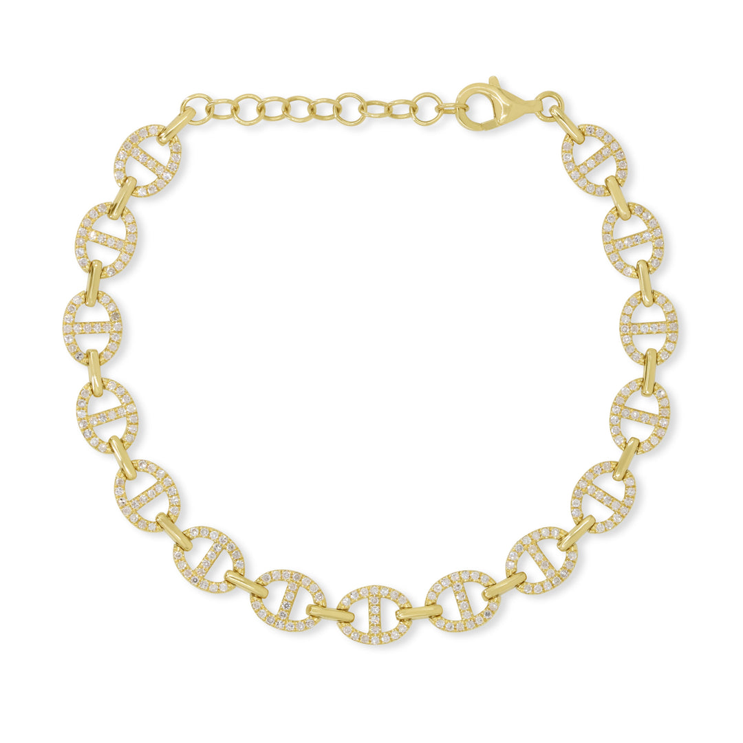 Beautiful Hand Crafted 14K Yellow Gold White Diamond Milano Collection Bracelet