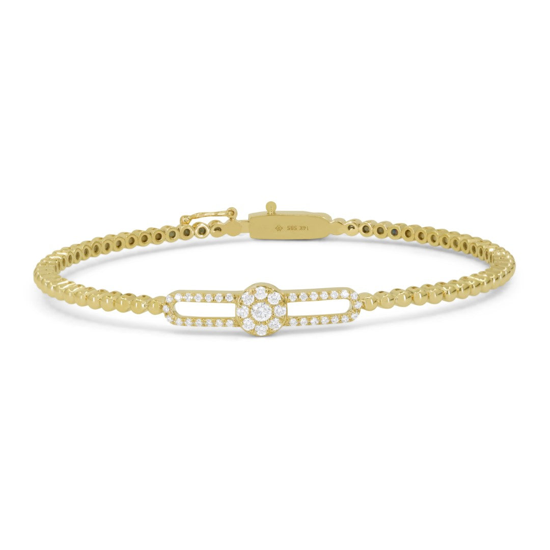 Beautiful Hand Crafted 14K Yellow Gold White Diamond Milano Collection Bracelet