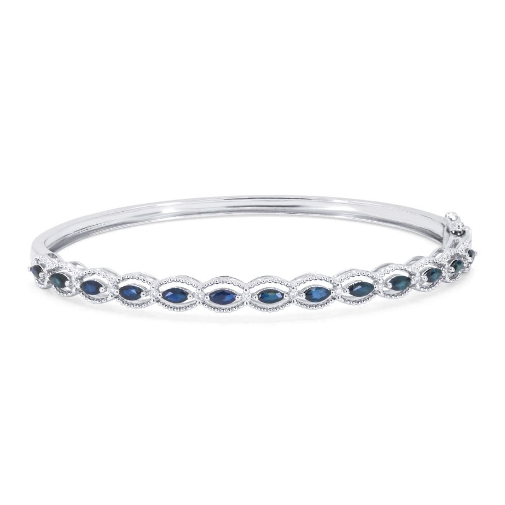 Beautiful Hand Crafted 14K White Gold  Sapphire And Diamond Arianna Collection Bracelet