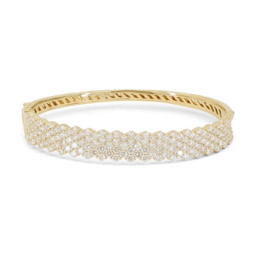 Beautiful Hand Crafted 14K Yellow Gold White Diamond Milano Collection Bangle