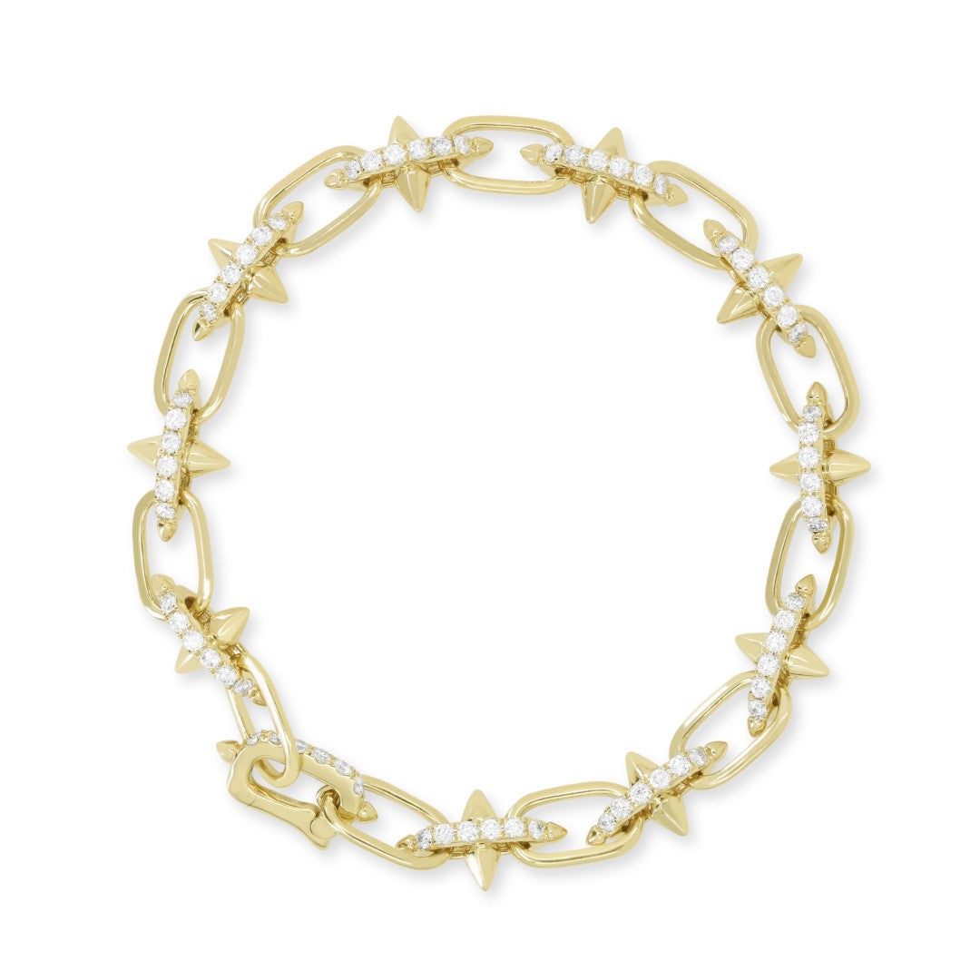 Beautiful Hand Crafted 14K Yellow Gold White Diamond Milano Collection Bracelet